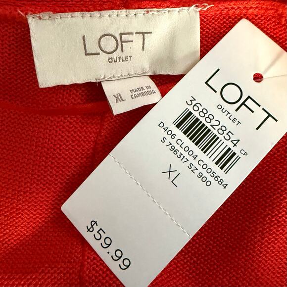 LOFT Red Knit Open Cardigan Sweater NEW XL - Picture 4 of 6